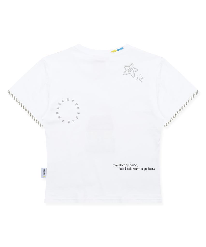 RuNaKi'Hu' Wxt098 Okaeri Check Applique T-Shirt (White)