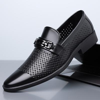 Fashion New Fashion Leather Men's Sandals Leather Shoes Summer Leather Holes Breathable Hollowed Out White Business Dress Casual Shoes