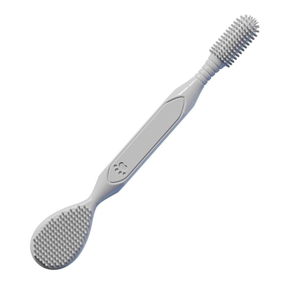 

New Oral Care Tools Double Head Dog Toothbrush Teeth Care Pet Teeth Cleaning Brush Dog Tongue Scraper Cat сірий