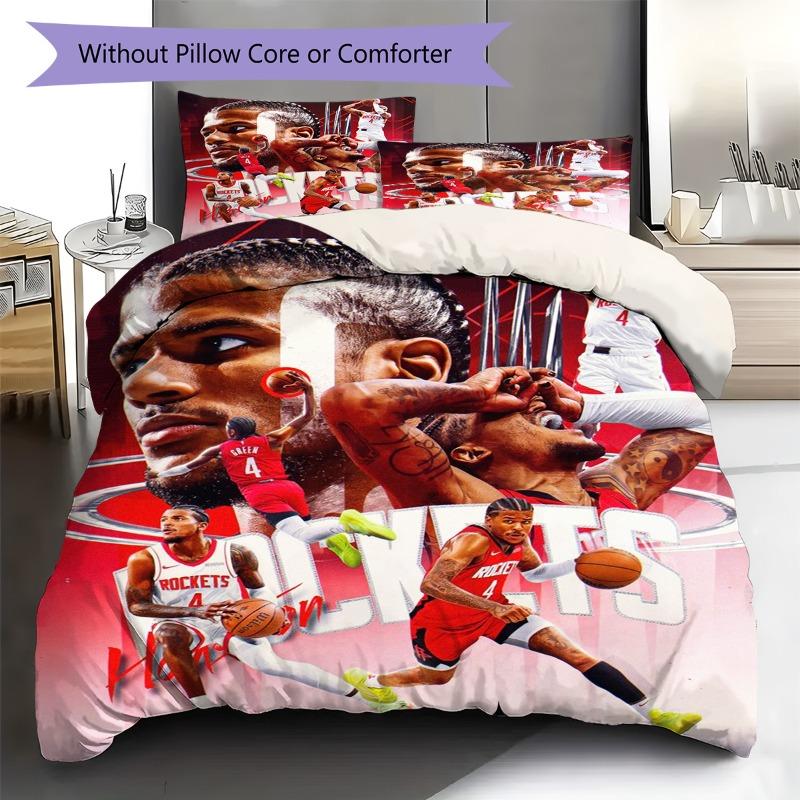 Basketball Star Player Team Collage Print 3‑Pieces Duvet Cover Set Sport Fan Bedding Bedroom Home Decor Without Pillow Core Comforter
