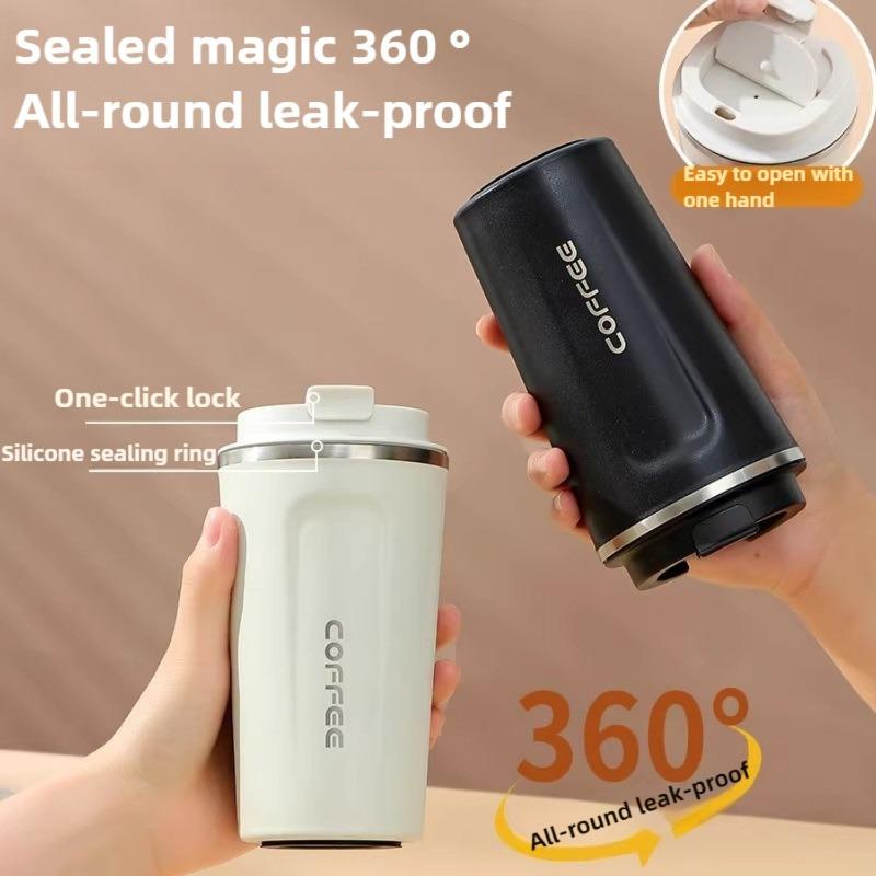 1PC Vacuum Insulated Coffee Travel Cup, Leak-proof Double-layer Stainless Steel Reusable Thermos Cup