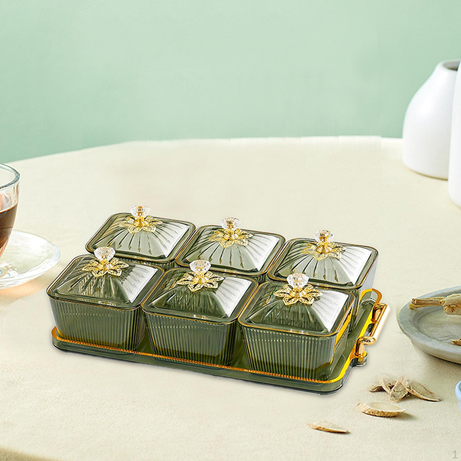 Тарелка с сухофруктами закуска роскошное блюдо с орехами и конфетами сервировочное блюдо с разделенной крышкой для праздника зелёный 2098₽