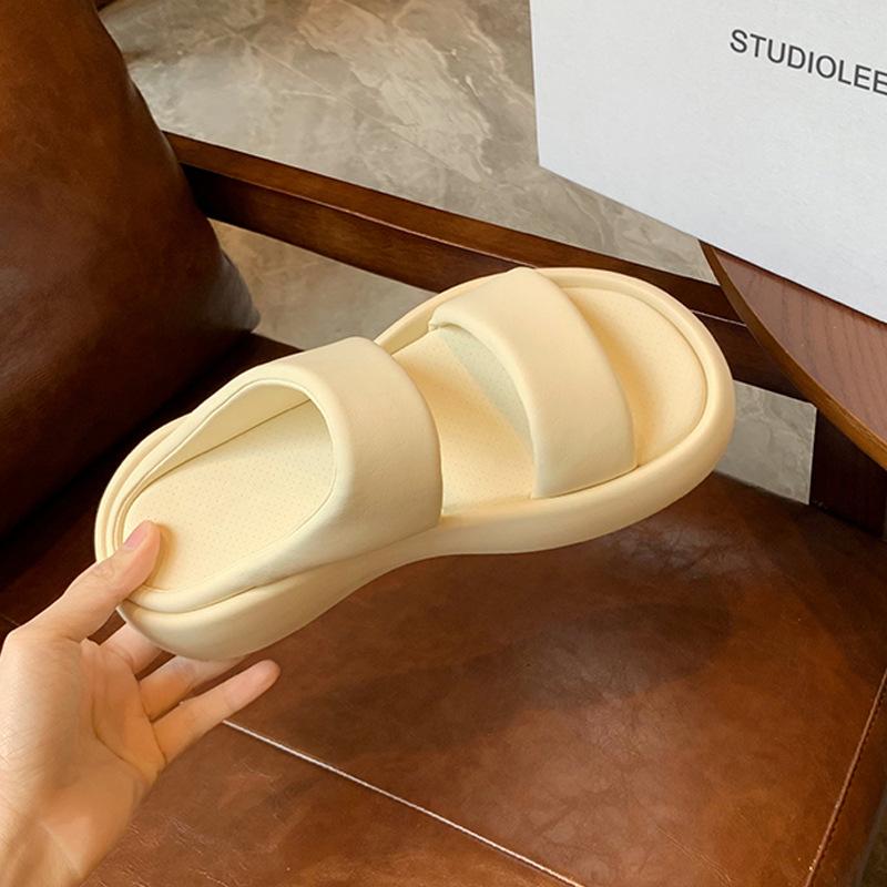 Grape Mother Studiolee Round Head Thick Bottom Wide Edge Double Word with Thick Bottom Soft Elastic Stepping On Shit Cool Slippers Female Summer