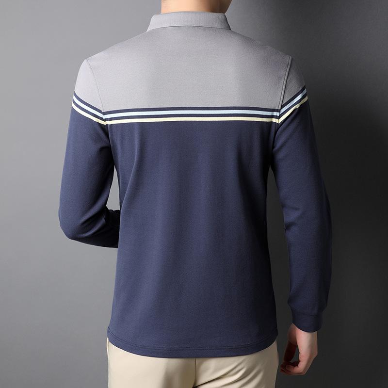 Long-sleeved T-shirt Men's Trendy New Lapel Casual Top Spring Fashion Personalized POLO Shirt for Young and Middle-aged Men