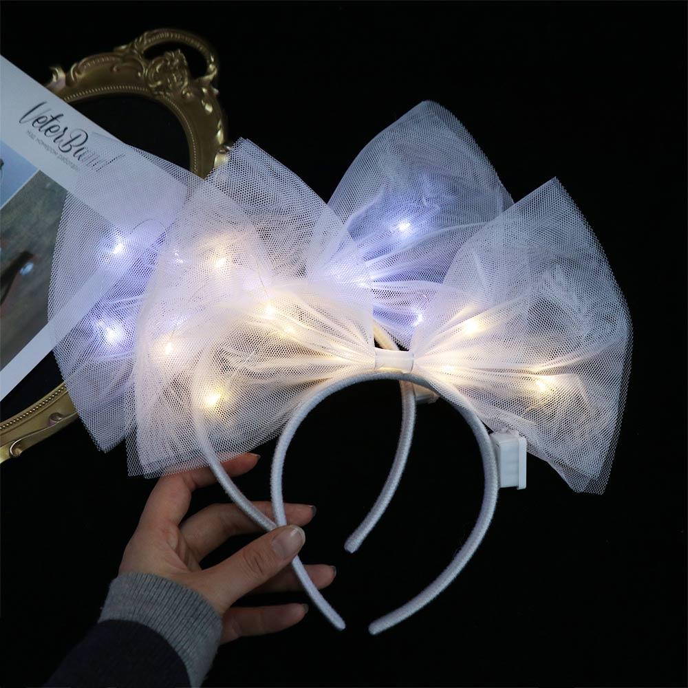 New Year Decoration LED Bow Headband Hair Hoop Glowing Hair Band Funny Female
