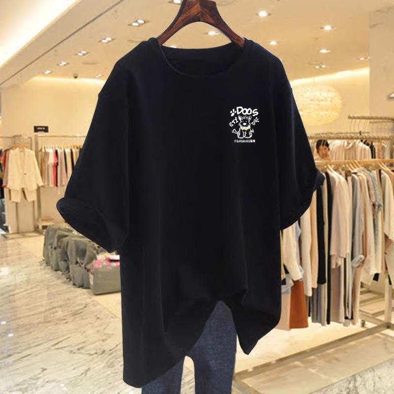 New Cotton Loose Top T-shirt Women's White Large Version Short-sleeved Summer Large Size Bottoming Shirt
