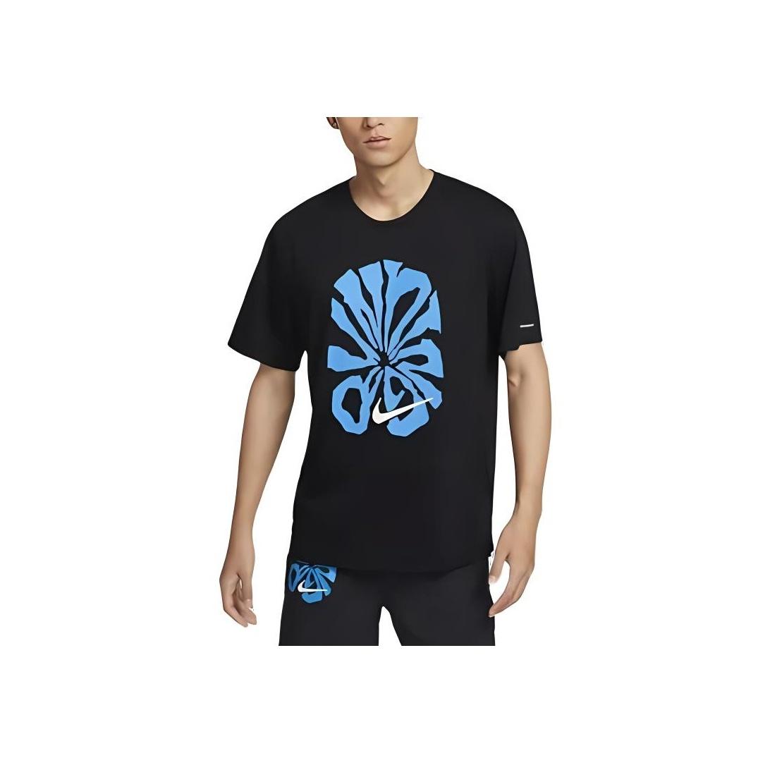 

Nike Футболка с коротким рукавом Rise 365 Run Energy Breathable Quick-Dry Logo Print Men Tops Black Summit-White FZ1081-010 XL