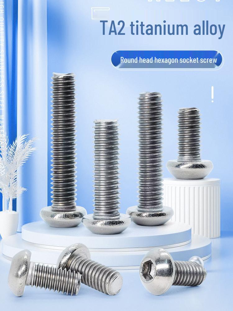 Titanium Alloy Hex Socket Pan Head Screw, Pure TA2, ISO7380, M2-M8 M3 x 5