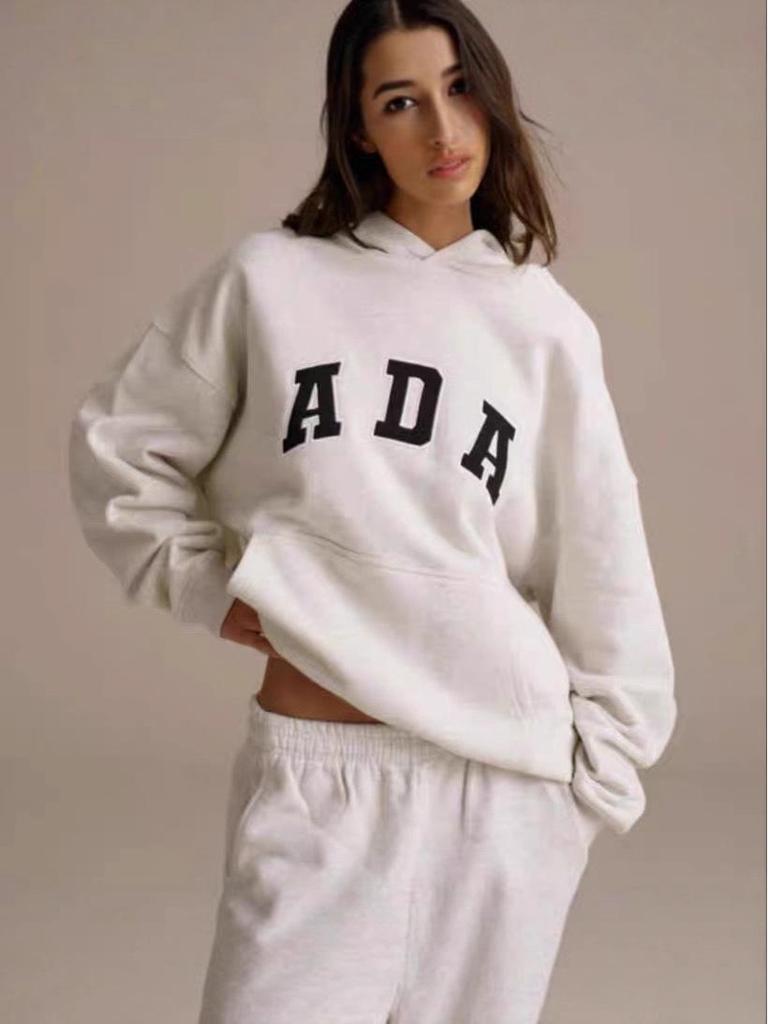 IN BLUE: England Trip Blogger Style Korean Cotton Loose Fit Lettered Pullover Hoodie Pair