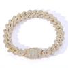Personalized Fashion Hip Hop Jewelry 12mm Bling CZ Iced Out Flat Prong Cuban Link Chain Bracelet for Women and Men