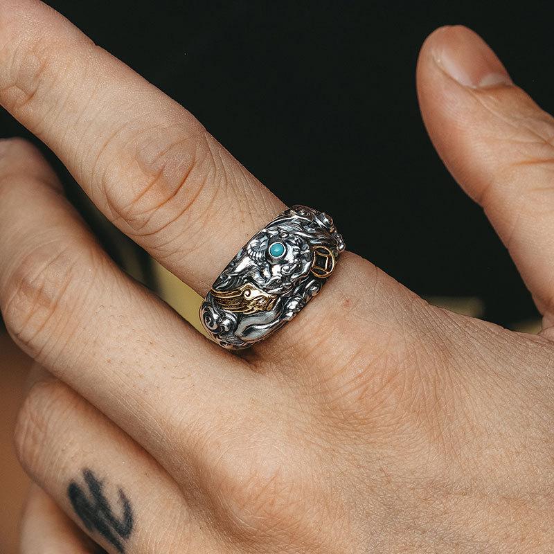 Chinese Traditional Style Men's Retro Adjustable Ring