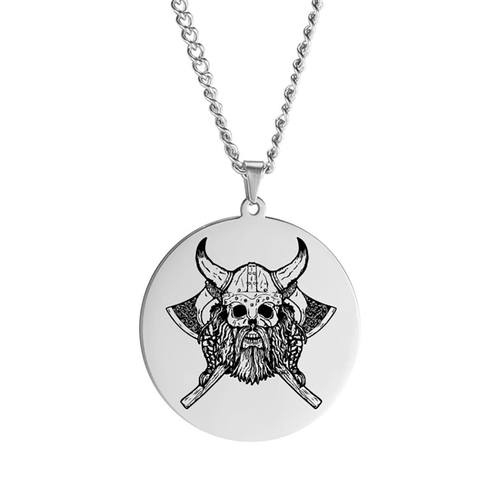 Viking Axe Helmet Pendant Tomahawk Necklace Odin Raven Slavic Amulet Norse Warrior Mythology Stainless Steel Jewelry