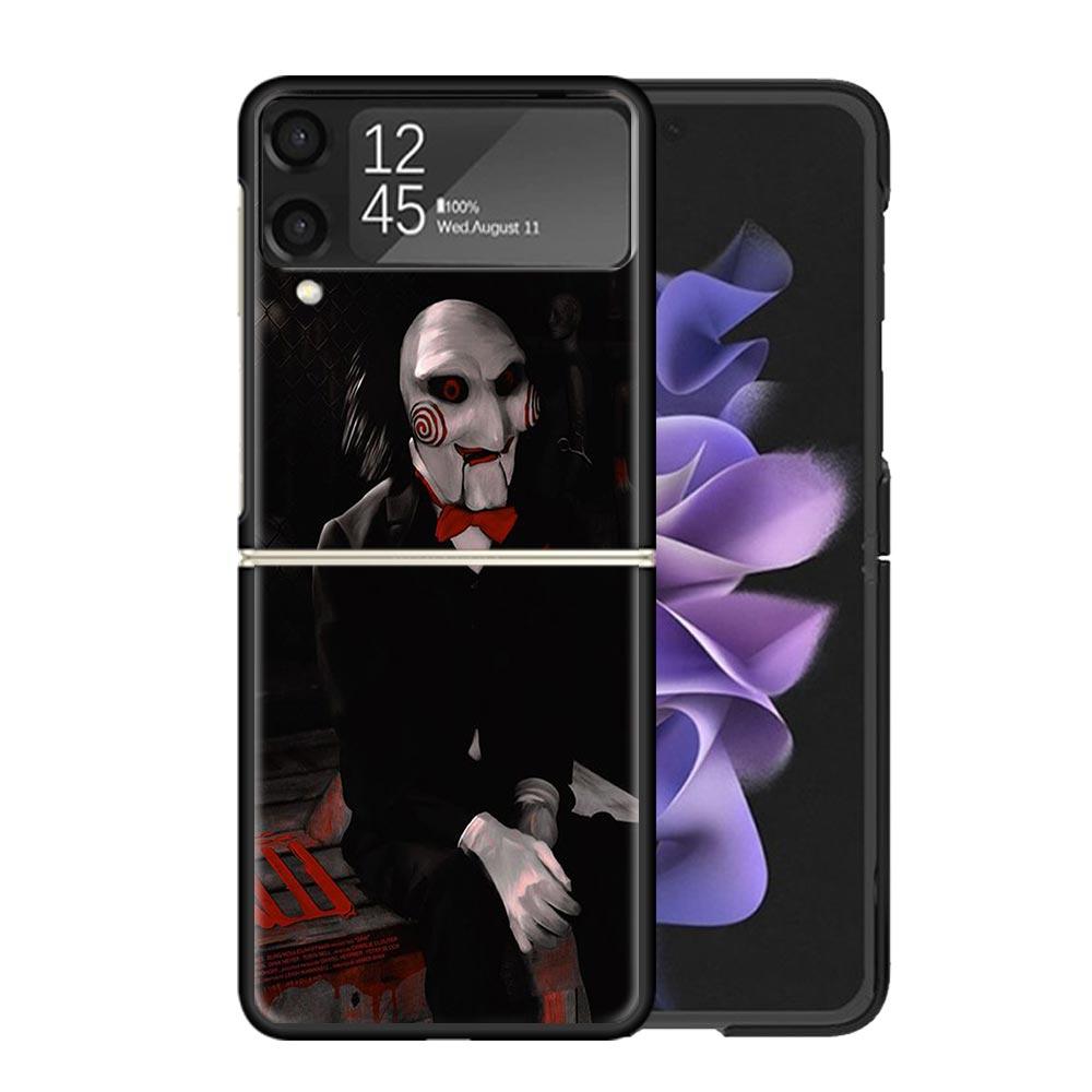 The Jigsaw Killer Horror Clear Phone Case For Samsung Z Flip 7 6 5 4 3 Galaxy ZFlip7 ZFlip6 ZFlip5 ZFlip4 ZFlip3 5G Print Cover