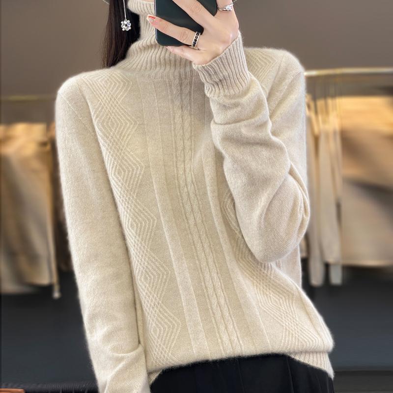 

Женский свитер с высоким воротником Qinghe кашемир 30% кашемир 70% шерсть женский осенне-зимний кашемировый свитер мягкий и теплый L бежевый