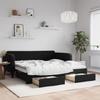 Vidaxl Extendable Sofa with Drawers, Black, 90X190 Cm, Velvet