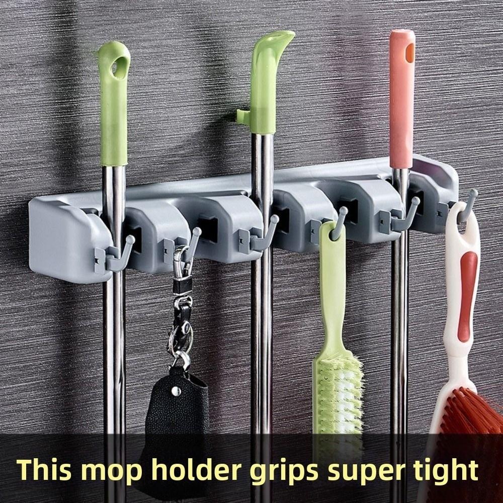 Wall Mounted Mop Holder Plastic Material Bathroom Broom Hanger Mop Fixed Clip Laundry Room