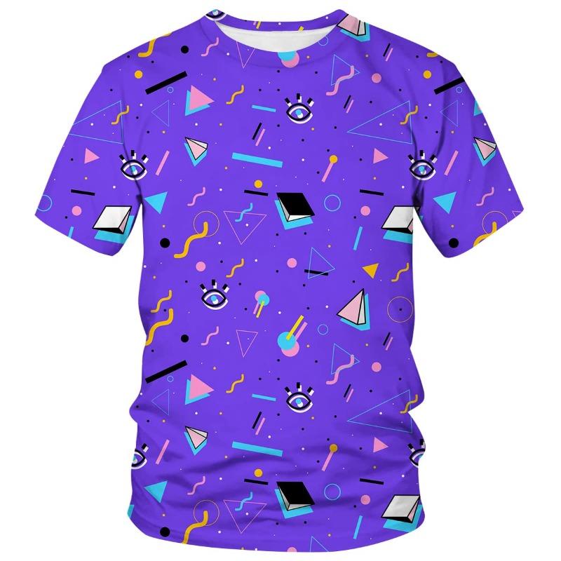 80s 90s 3D Print T-Shirts Men Hip Hop Short Sleeve T Shirt Neon Disco Party Costume Oversized Tees Harajuku Y2k Top Kid Clothing