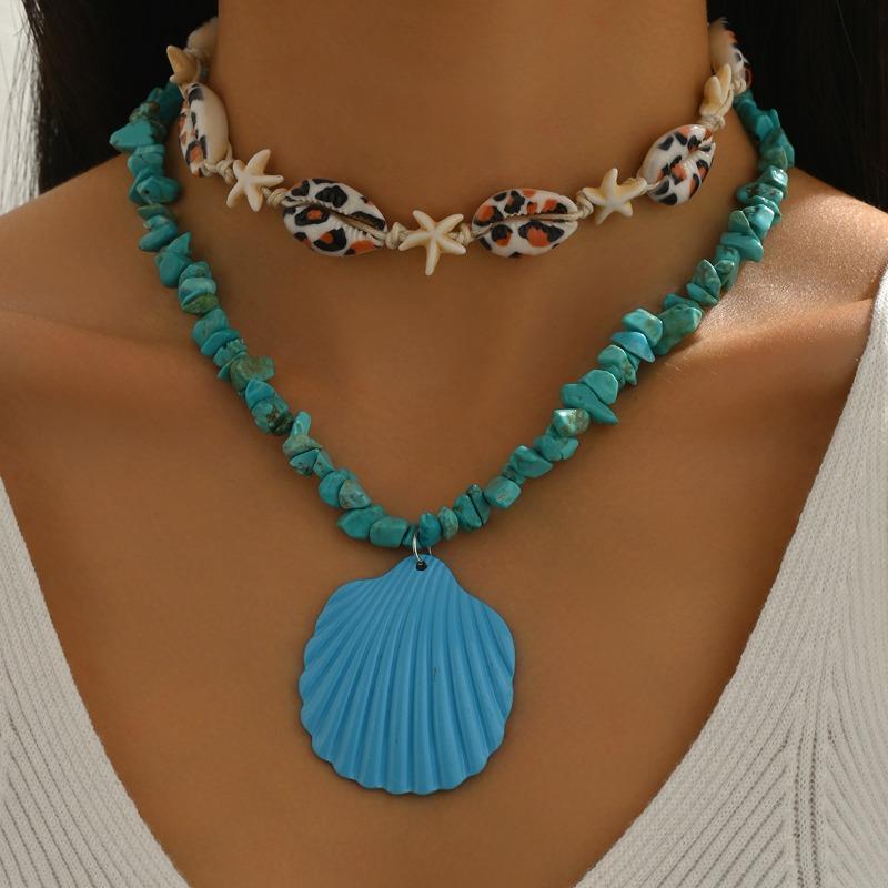 

Подвеска-ракушка новое пляжное ожерелье с морской звездой женское свежий цвет галька летний океан ключичная цепочка