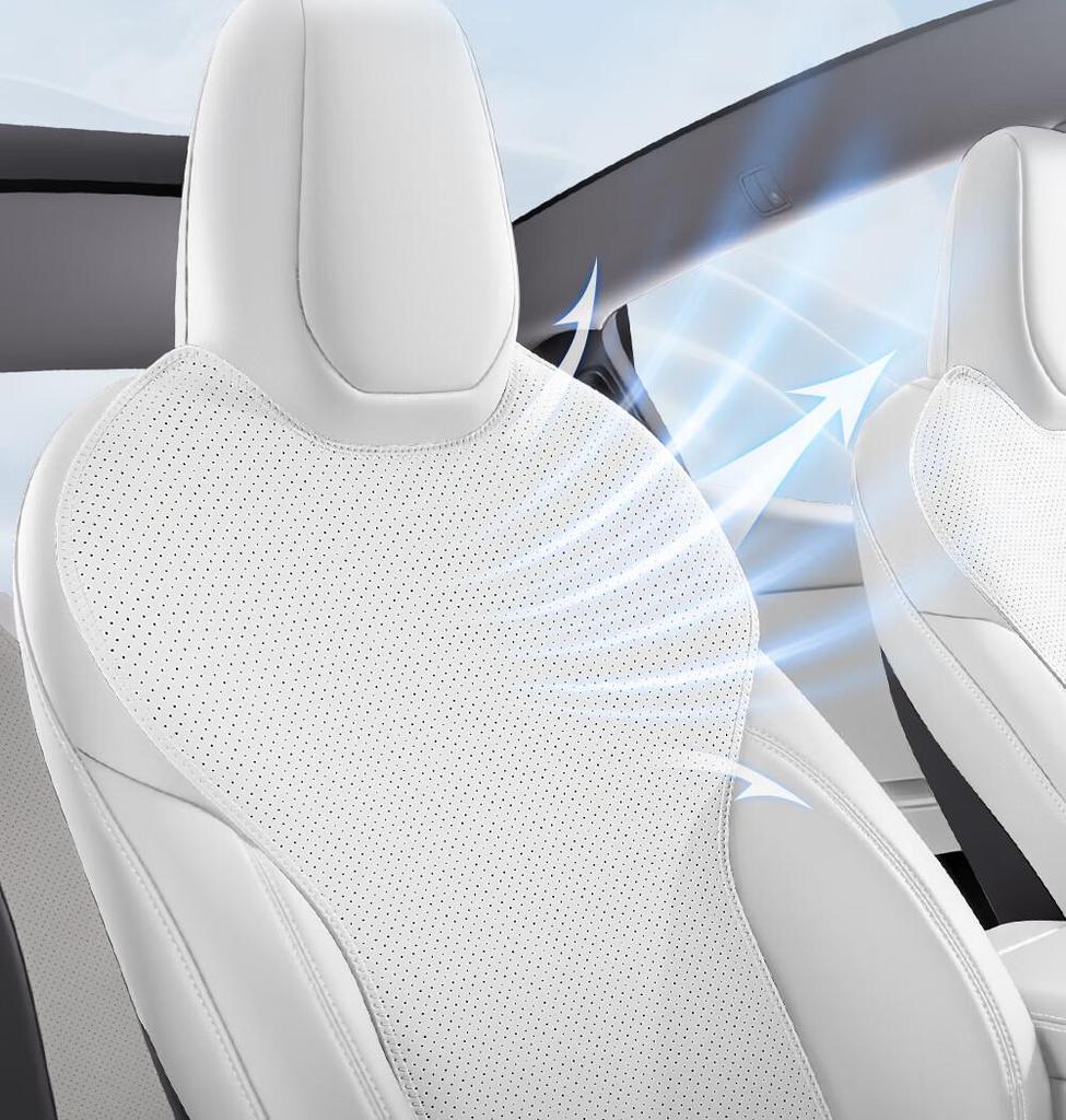Tesla Model Y Seat Cushion Protector - Napa Leather, Breathable, Ventilated