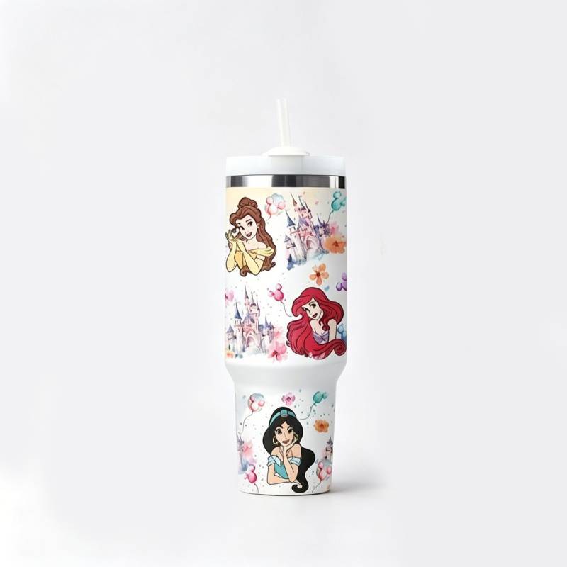 Cartoon Pattern 5d 40oz Car Travel Insulated Mug With Handle For Outdoor Activities