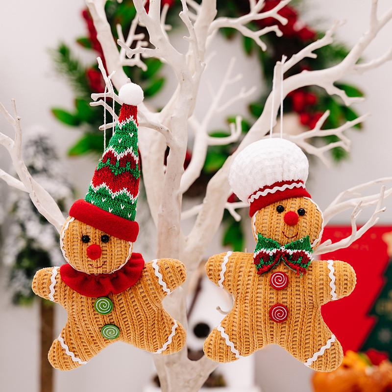 Creative Gingerbread Man Doll Ornament For Christmas Tree Adorable Yellow Hanging Decoration