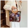 Ethnic Style Flower Embroidery Canvas Tote Bag Large Capacity Handbag For Women Top Handle Shopping Handbags