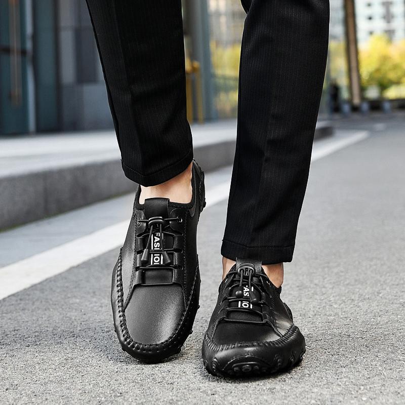 Outdoor Shoes Men's Casual Shoes Men Loafers Vintage Slip on Designer Flats Leisure Plus Size 38-47 Cow Leather White Sneakers