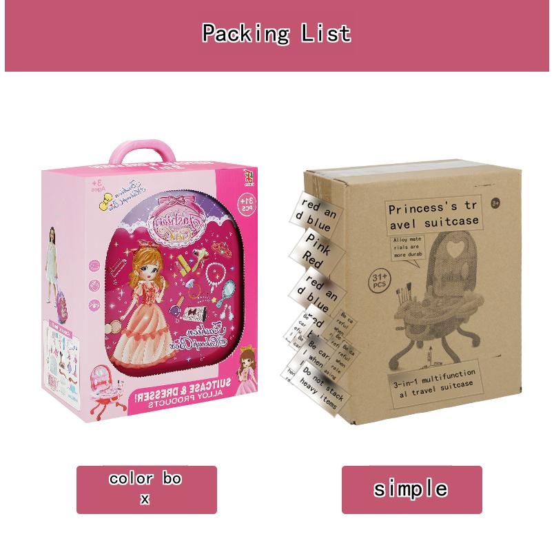 3-in-1 Kids Dressing Table Makeup Station with Suitcase Toy for Girls