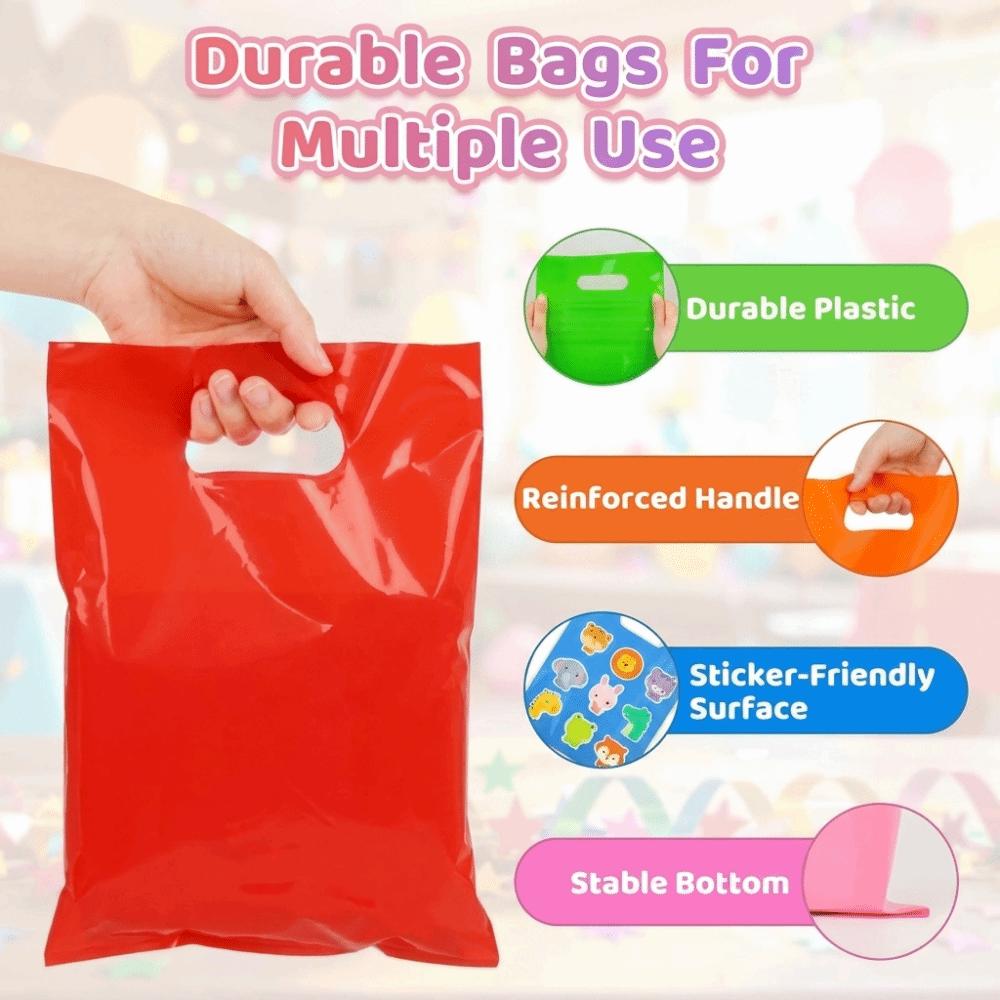 50 PCS Flat Mouth Gift Packaging Bag Reinforced Plastic Carry Case Shopping Bag School Events