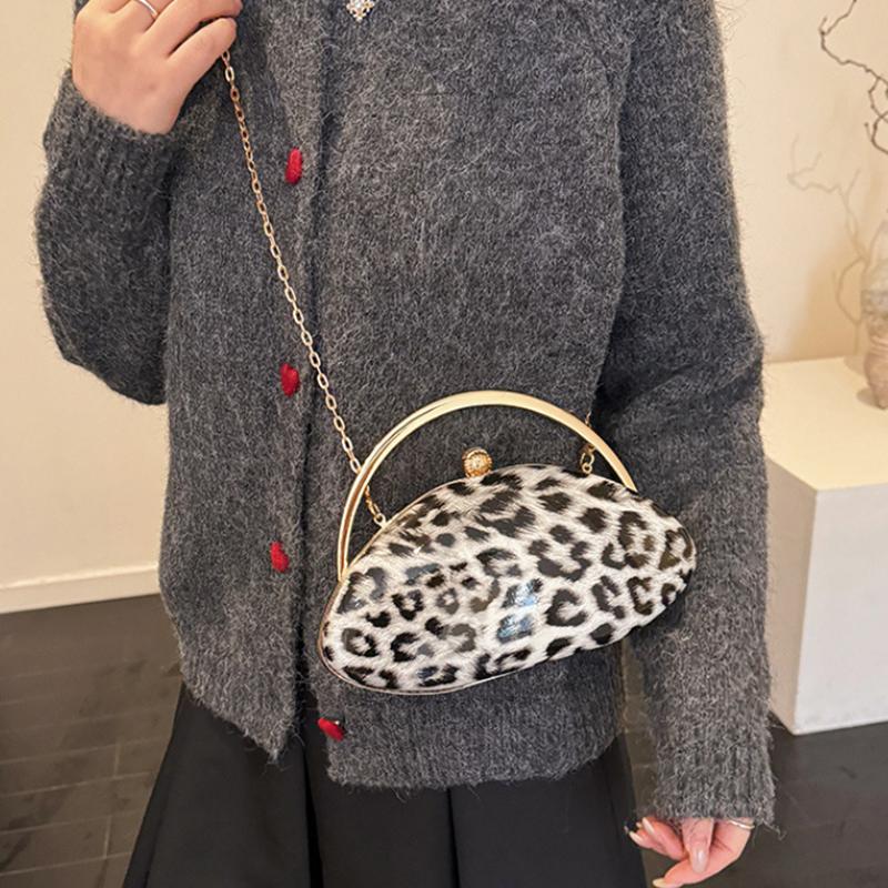 2026 Luxury Leopard Print Women's Evening Clutch Bag Fashion Party Top Handle Handbag Personalized Wedding Crossbody Bag