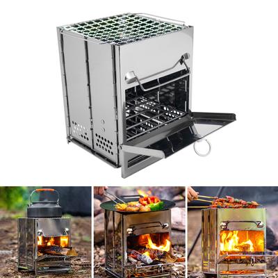 Detachable Stainless Steel Wood Fire Stove Portable Windproof Picnics Stove Furnaces Cooking Gas Burners Wood Burners