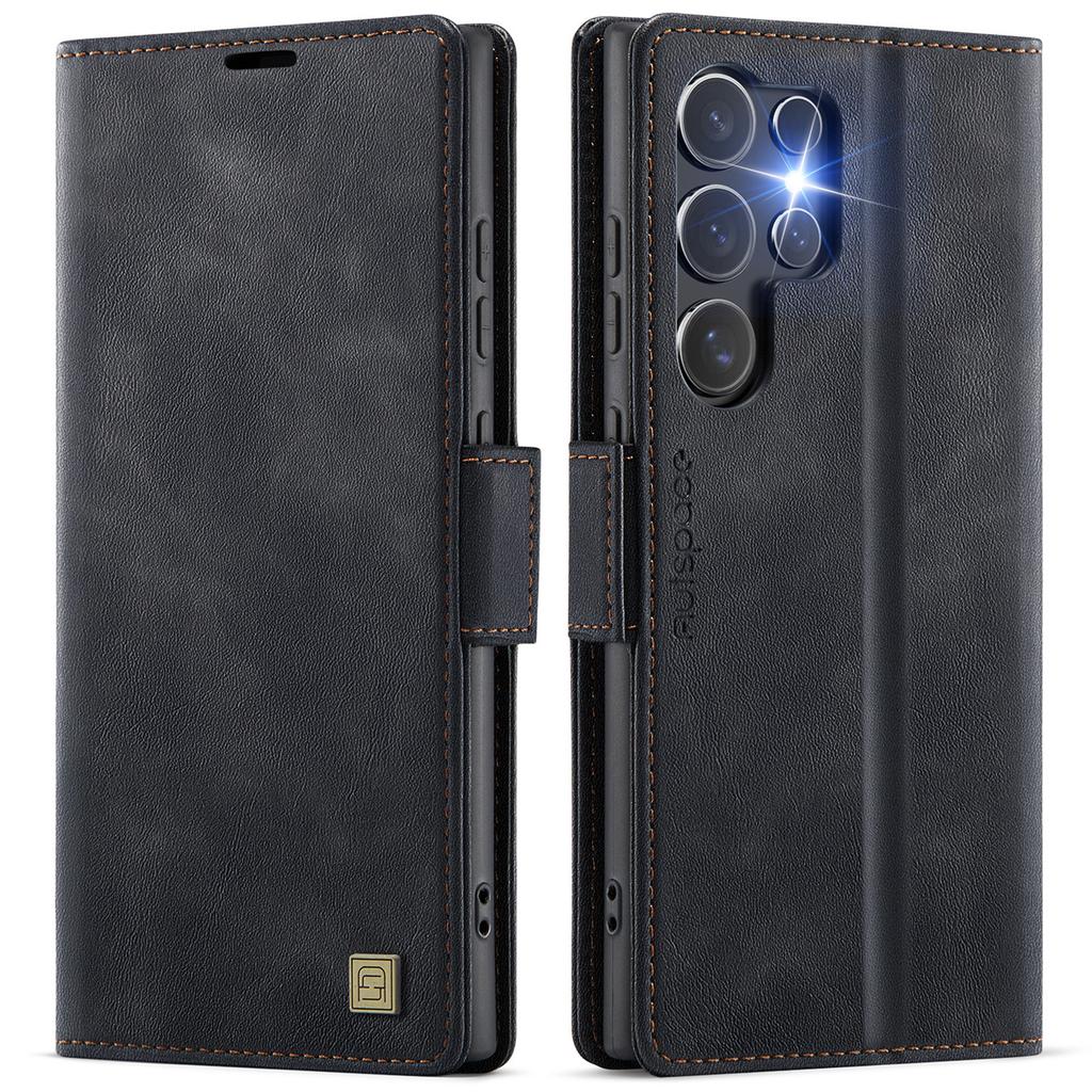 RFID Blocking Flip Wallet Case for Samsung S25 Edge/S25 Ultra/S24 - Premium PU Leather Protective Cover