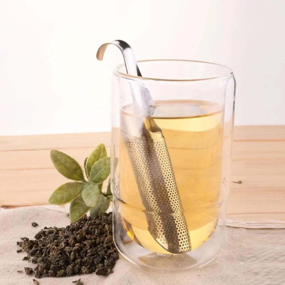 1 Pc Tea Strainer Stainless Steel Infuser Pipe Design Touch Feel Holder Tool Tea Spoon Infuser Filter