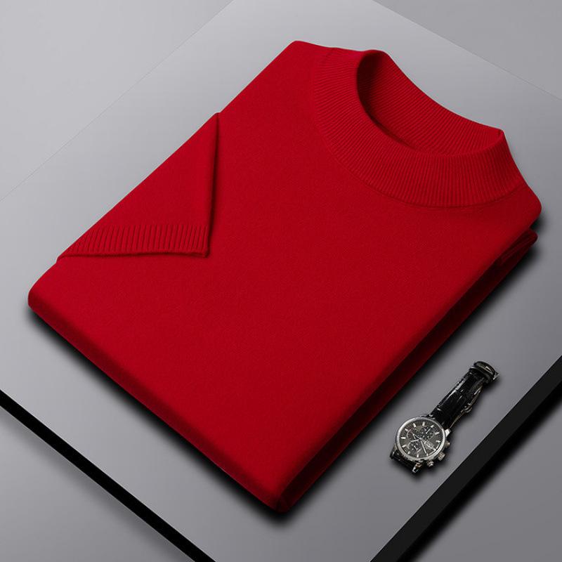 Men'S Short-Sleeve Sweater, Half-Turtleneck Sweater, Thin Pullover Half-Sleeve, Middle-Aged And Young Men'S Knit T-Shirt