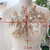 1Pcs Golden Red Beaded Beautiful Large Piece Rhinestone Embroidered Patch Wedding Dress Applique Accessories