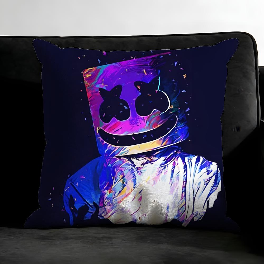 M-Marshmello Music Producer Cushion Cover Pillowcase Ultra Soft Skin Friendly Fabric Cloud Like Comfort & Concealed Zipper