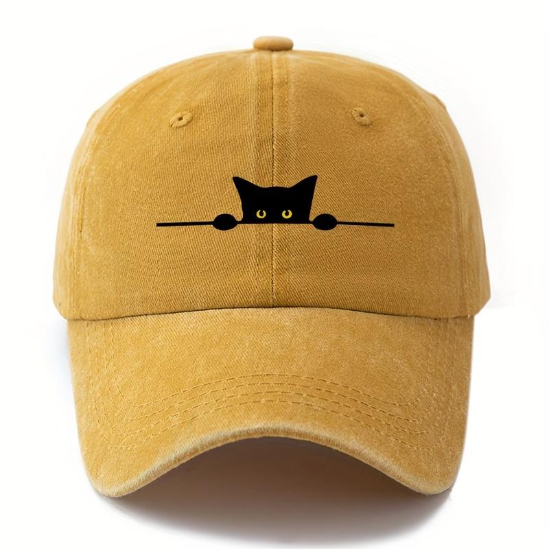 Retro cartoon cat printed baseball cap adjustable for men and women outdoor activities, fishing, camping, and parties