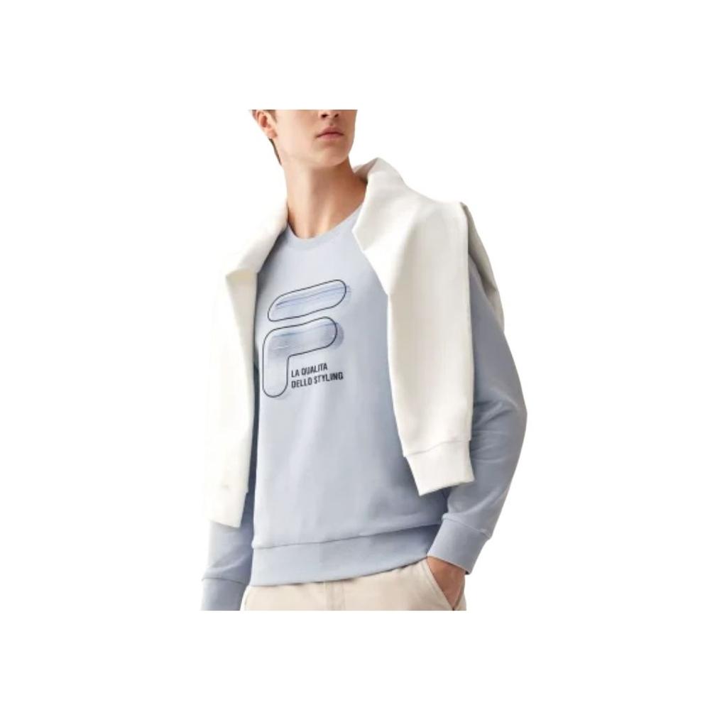 FILA Logo Print Crew Neck Sports Sweatshirt Men Sweatshirt Blue F51M148236F-LB