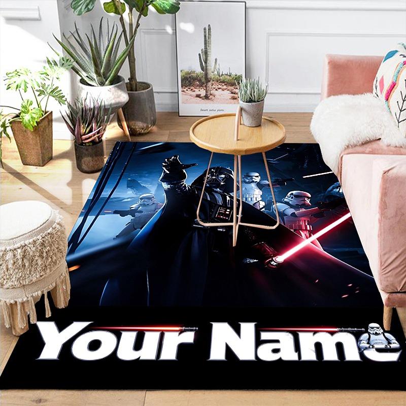 Custom 1Pc Darth Vader Star Wars Theme Flannel Personalized Rug Non Slip Floor Mat Soft Carpet for Living  Bedroom Office Home Decor Gift