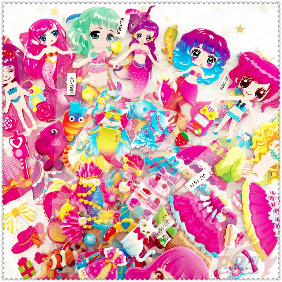 8Sheets/set Cartoon Dress Up Girls Rewards Sticker Puffy Bubble Toys Stickers