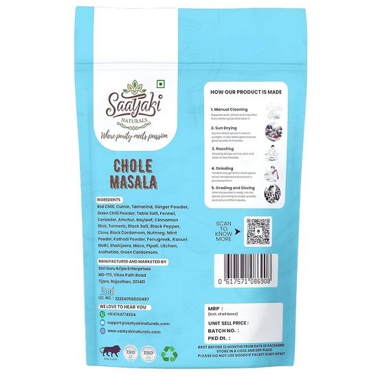 Saatyaki Naturals Amritsari Chole Masala -200gm| Authentic North Indian Spice blend for Chana Masala, Chole Bhature, Chole Kulche| Homemade Style