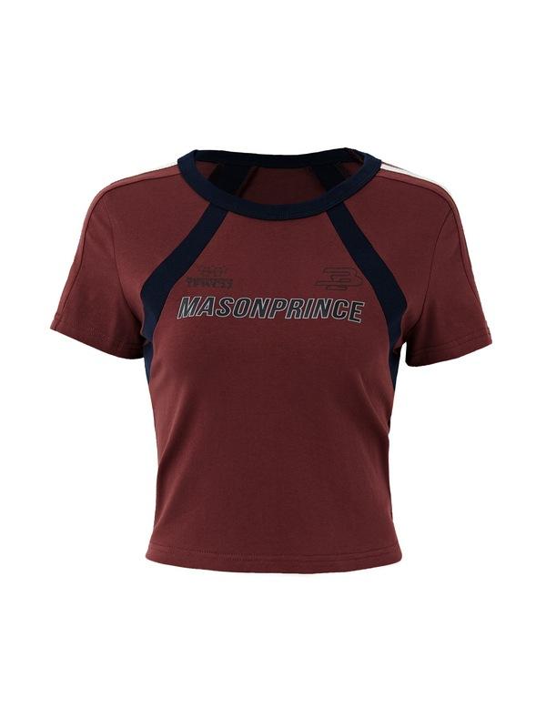 

Европейская и американская летняя женская одежда, сочетание цветов, облегающий крой и утягивающий принт, дизайн, чувство, короткий рукав, топ L