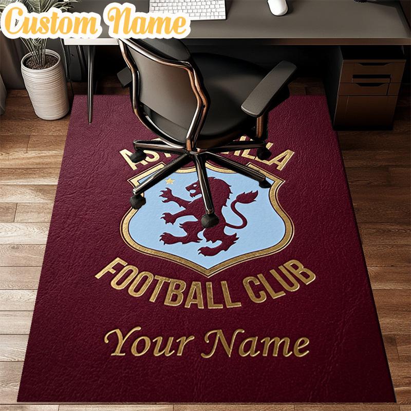 Custom Name Aston Villa Pride Rug Office Rug Chair Mat Non Slip Carpet Rugs for Bedrooms Dining Room Living Room Home Decor Gifts