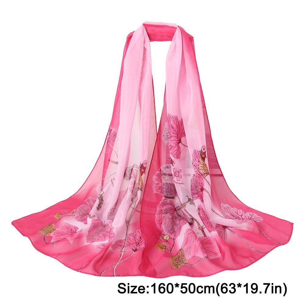 160*50cm Chiffon Scarf Flower Print Shawl Silk Fashion Long Wrap Shawl  for Women