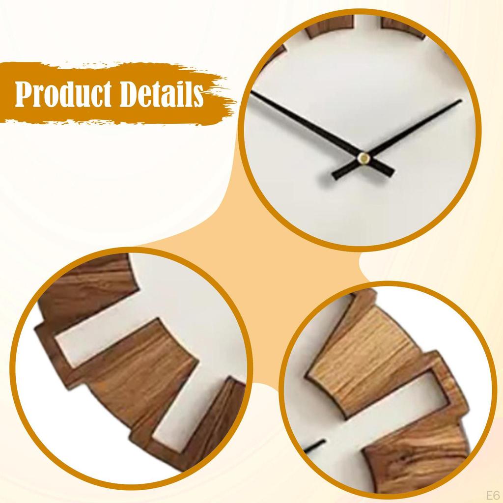 Creative Round Wooden Wall Clock with No Movement for Kitchen, Bedroom, Dining Room - Suitable