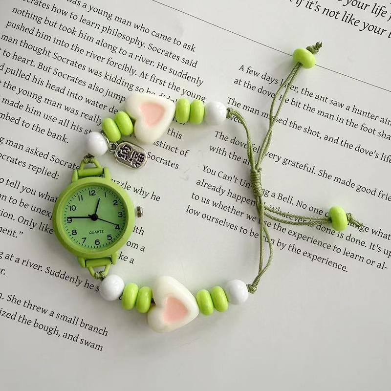 New Vintage Adjustable Beads Strap Watch Alloy Versatile Quartz Bracelet Wristwatch Stylish Ethnic Star Heart Bracelet Student
