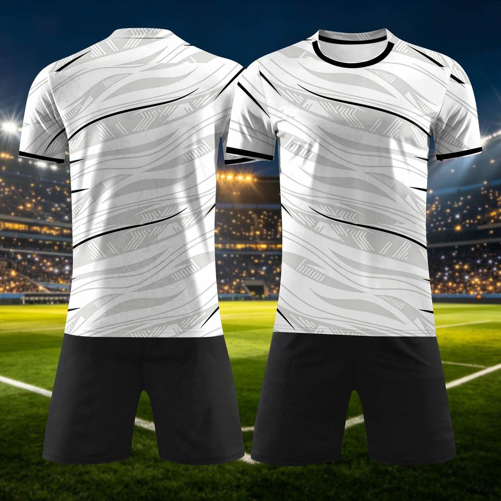 Customizable DIY Sports Jersey Set with Personalized and Number for Team Training or Short Sleeve Top and Shorts Suitable for Adults and Youth