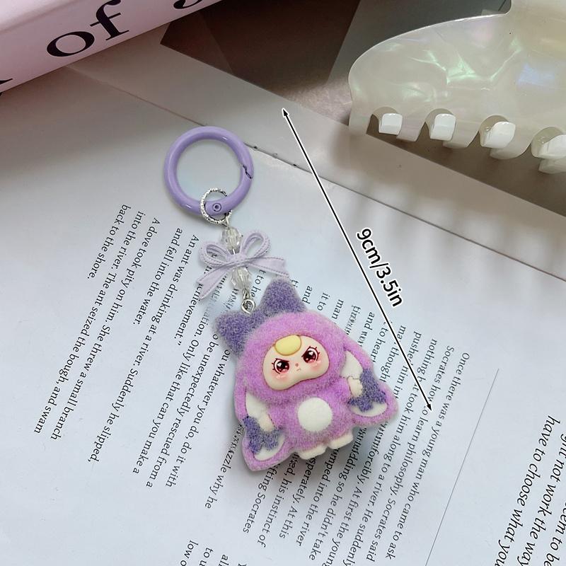 Baby Mini Three Flocking Keychain Trendy Figures Key Chain Cute Kawaii Dora Wendy Doll Keyring Bag Charms Christmas Gifts
