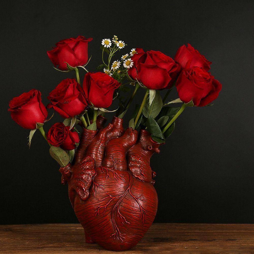 

Heart Shape Heart Shape Flower Vase Art Style Flower Plant Container Vase Resin Ornaments Bedroom S