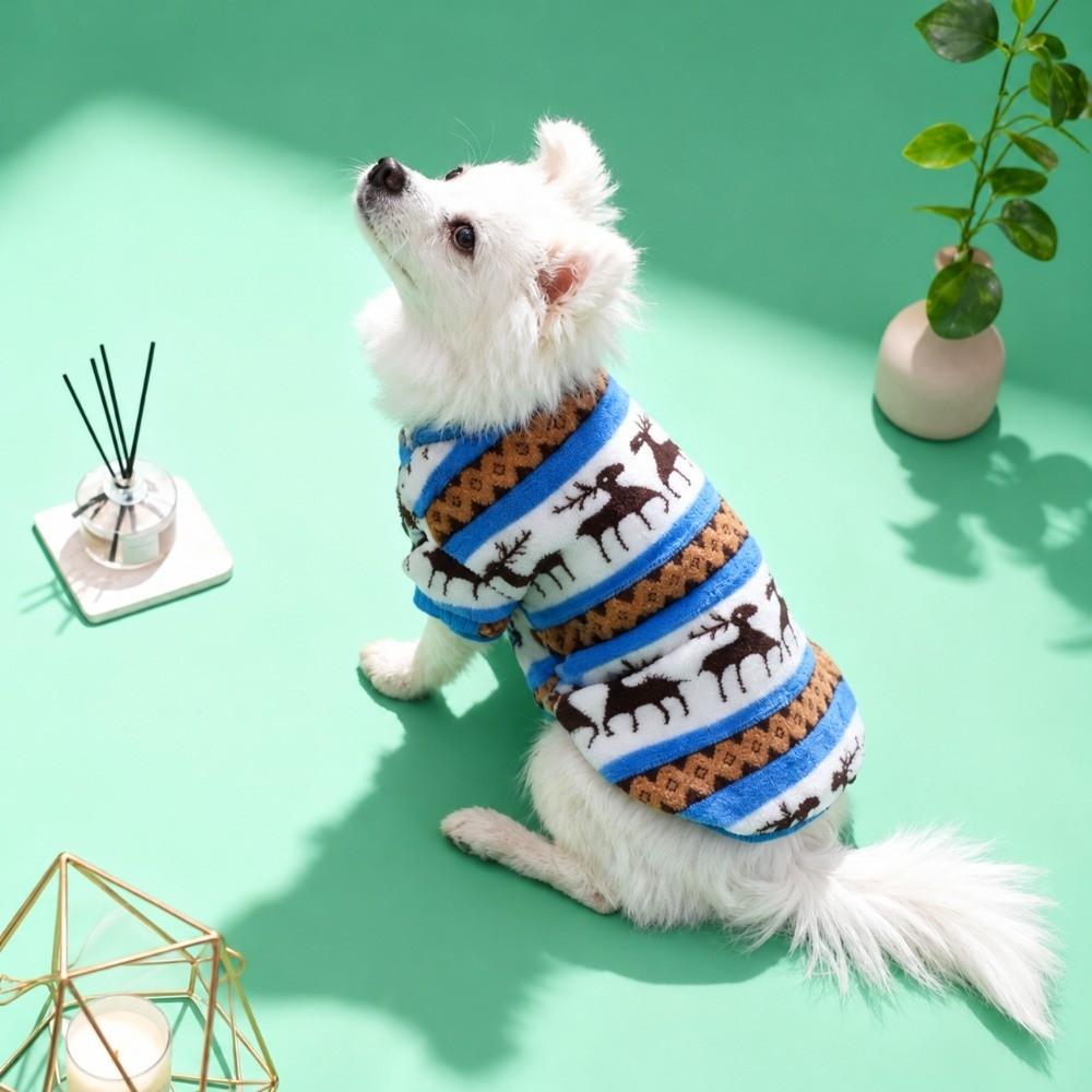 Thickened Christmas Pet Clothes Elk Pattern Dog Winter Sweater Plush Dog Vest For Small Medium Dog